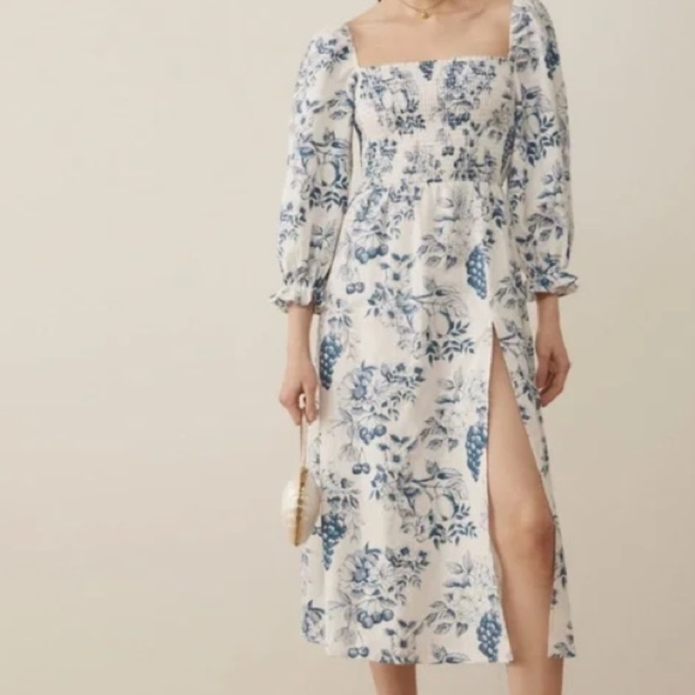 Reformation Gitane Linen Dress Corsica Print XL